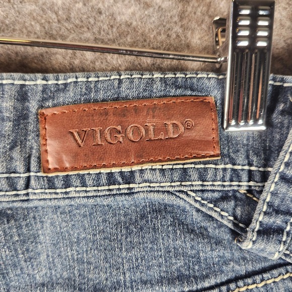 VIGOLD Womens Jeans Size 16 Blue Denim Tapered Embellished Pockets High Rise - Picture 2 of 15